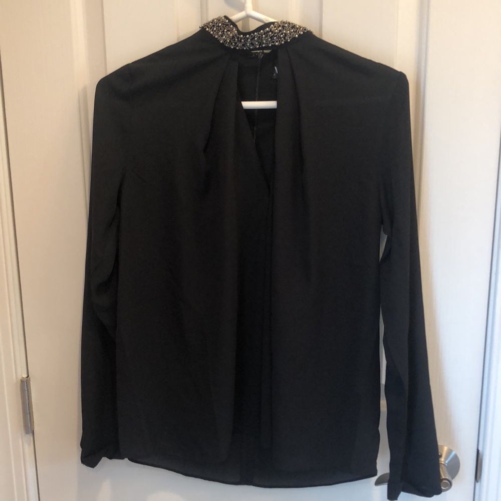 The Moon Black Blouse with Beading Detail